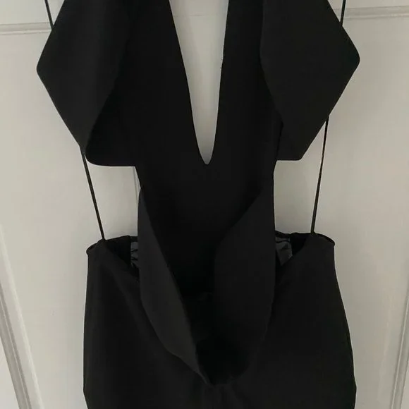 Solace London Plunging Black Gown with Cut Outs - Picture 12 of 14